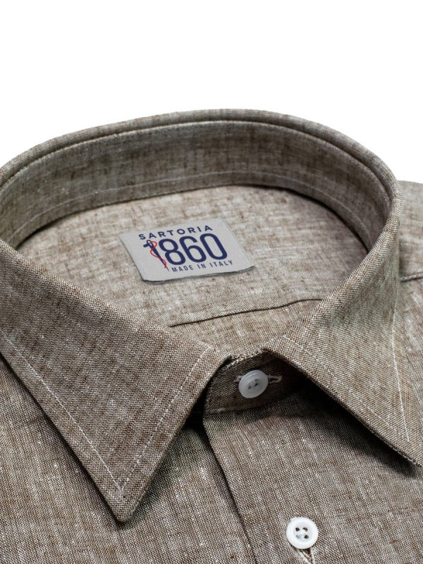 Camicia Como lino nocciola sartoria 1860