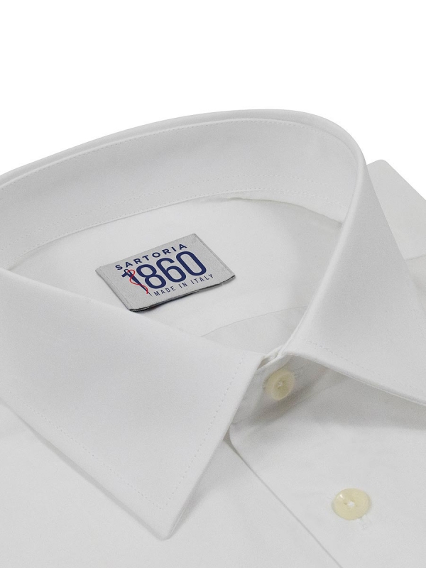 Camicia Cesena – popeline stretch, tinta unita bianco