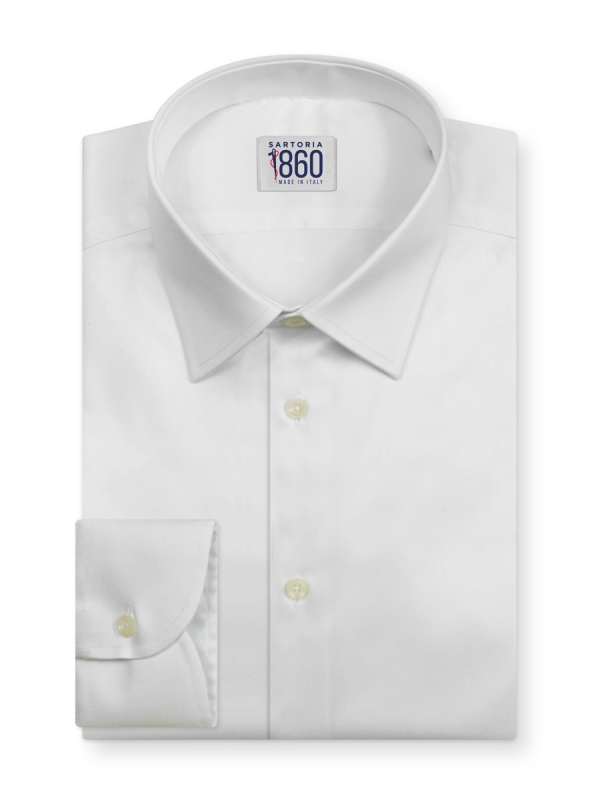 Camicia Cesena – popeline stretch, tinta unita bianco