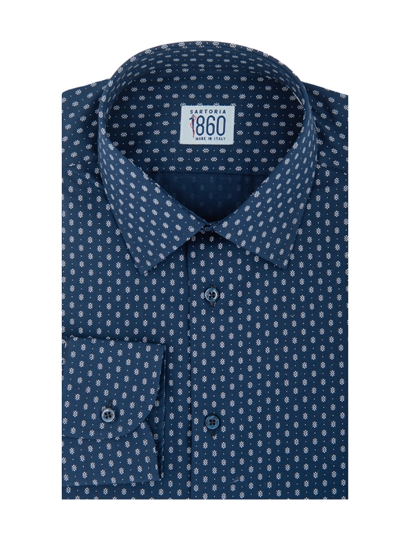 Camicia sartoriale popeline blu Antica sartoria Italiana Sartoria1860