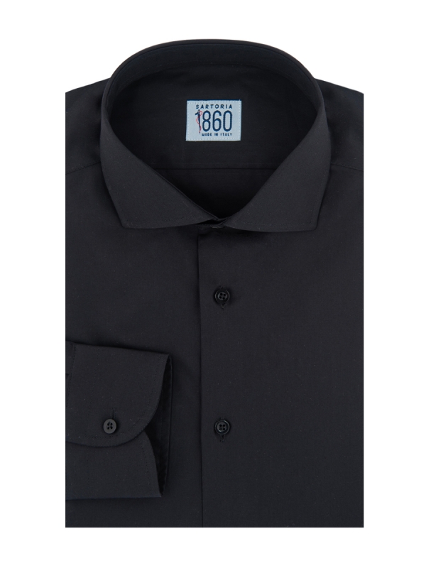 Camicia Modica – popeline 100% cotone, tinta unita nero