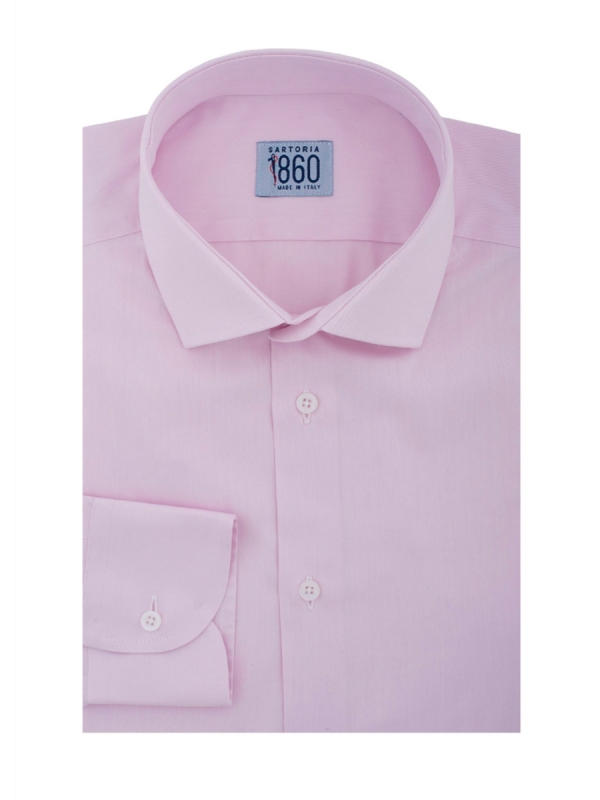 Camicia Pesaro - twill 100% cotone, tinta unita rosa
