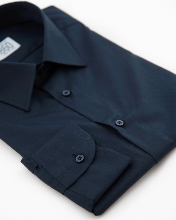 Camicia Vercelli – popeline 100% cotone, tinta unita blu