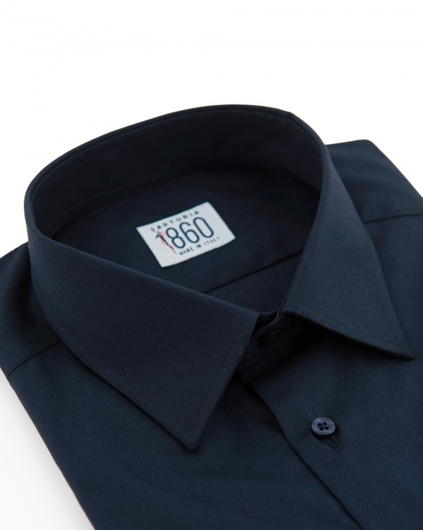 Camicia Vercelli – popeline 100% cotone, tinta unita blu