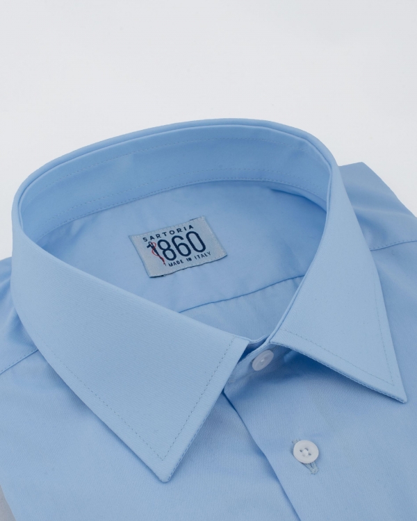 Camicia Vieste - popeline 100% cotone, tinta unita celeste