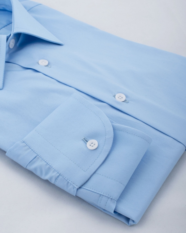 Camicia Vieste - popeline 100% cotone, tinta unita celeste