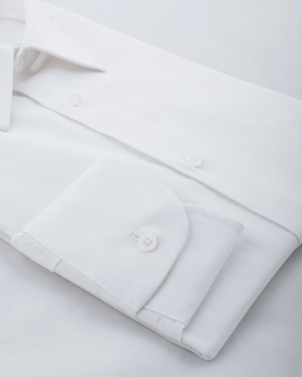 Camicia Pienza - 100% cotone, fantasia operata tono su tono bianco