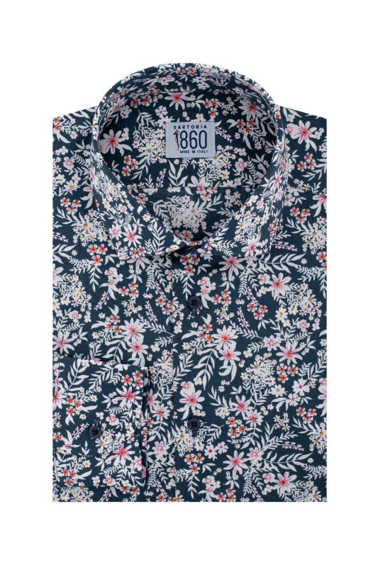 Camicia Savona - popeline stretch, fantasia floreale