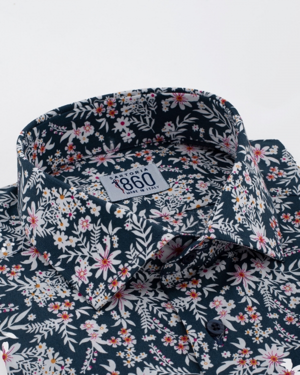 Camicia Savona - popeline stretch, fantasia floreale
