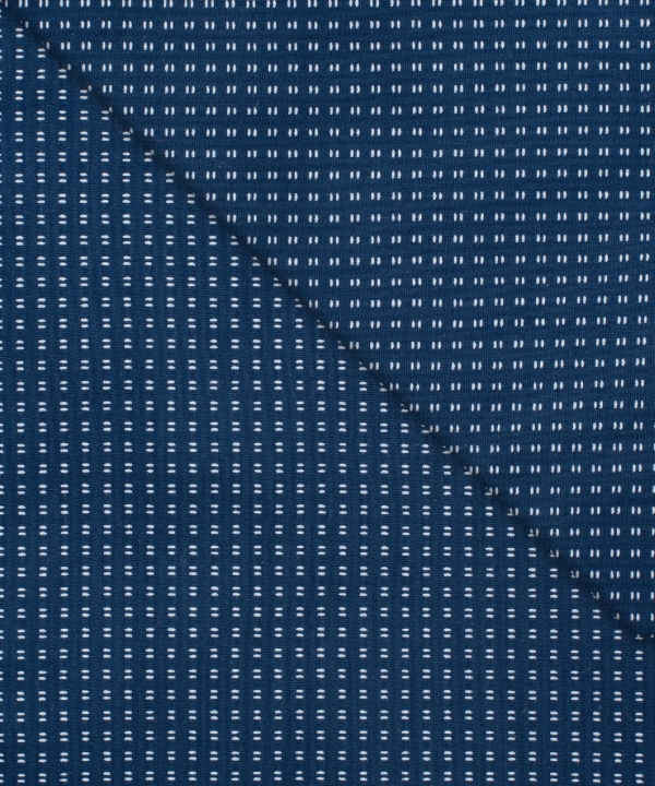 Camicia Bergamo - popeline stampato 100% cotone, fondo blu con motivi bianchi