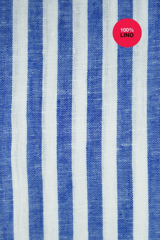 Camicia Capri - 100% lino bacchettato bianco e azzurro 