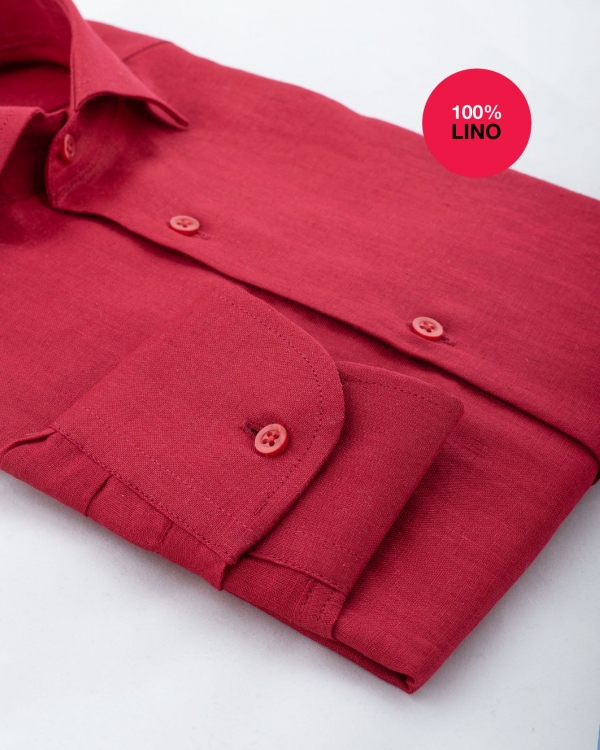 Camicia Trapani - 100% lino bordeaux