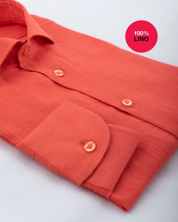 Camicia Ragusa - 100% lino corallo