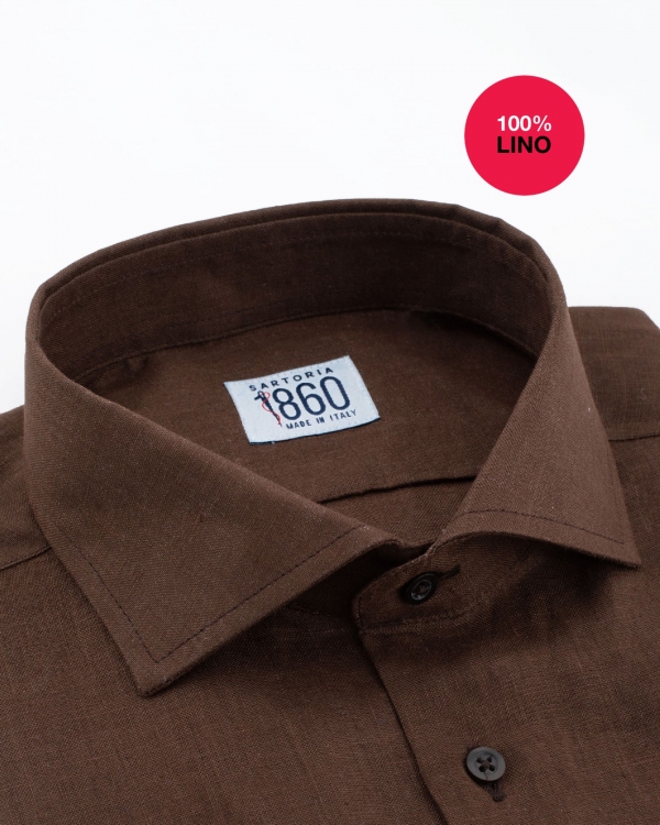 Camicia Terni -  100% lino marrone 