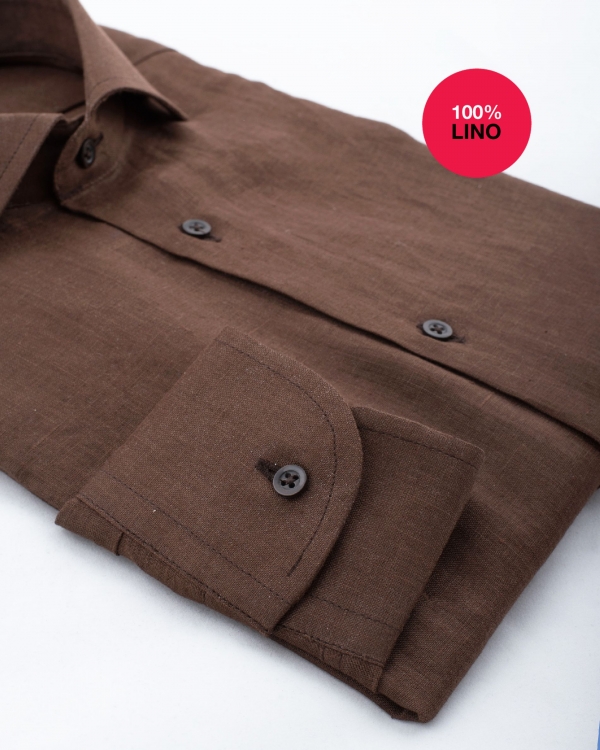 Camicia Terni -  100% lino marrone 