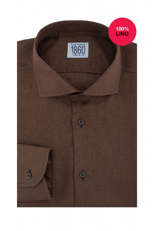 Camicia Terni -  100% lino marrone 