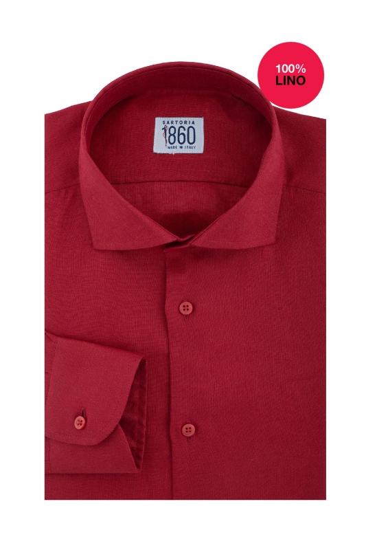 Camicia Trapani - 100% lino bordeaux