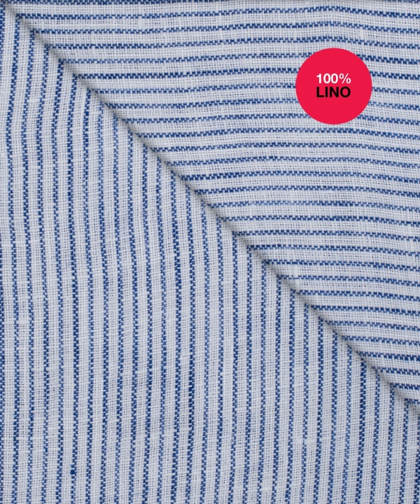 Camicia Vico - 100% lino rigato bianco e blu