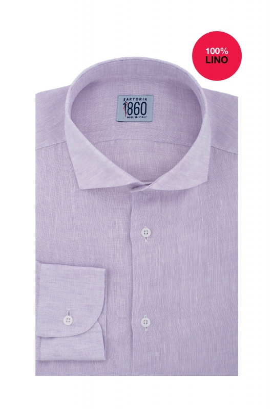 Camicia Nuoro 100 lino glicine Antica sartoria Italiana Sartoria1860
