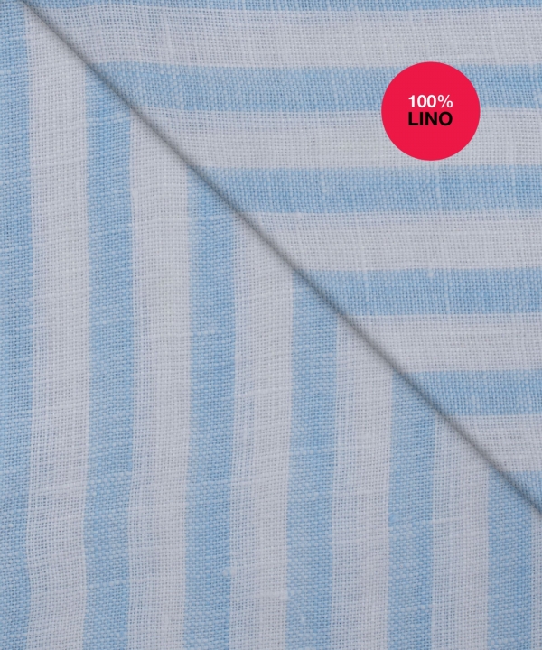 Camicia Ischia - 100% lino bacchettato bianco e celeste 