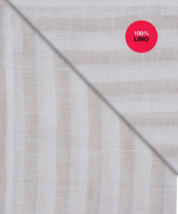 Camicia Valencia - 100% lino bacchettato bianco e beige