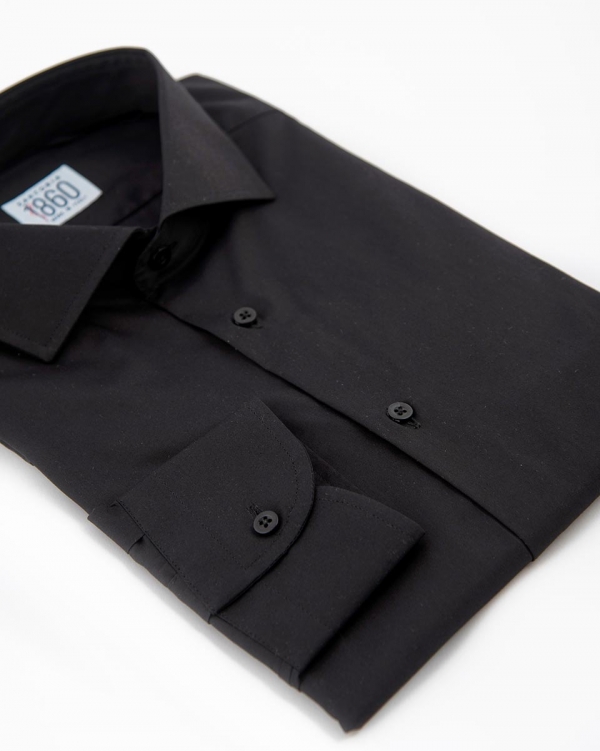 Camicia Modica – popeline 100% cotone, tinta unita nero