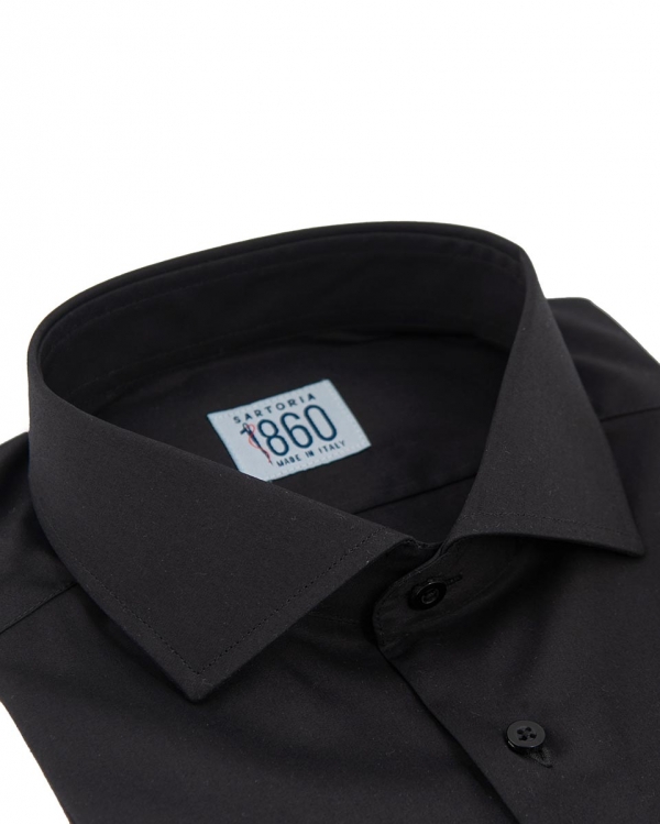Camicia Modica – popeline 100% cotone, tinta unita nero