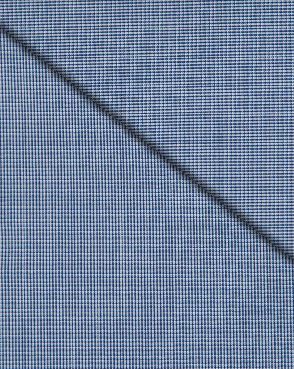 Camicia Sulmona- popeline 100% cotone, quadrettino azzurro