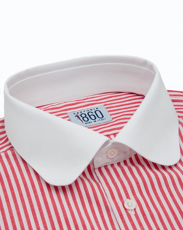Camicia Carpi – popeline 100% cotone, disegno bacchettato rosso