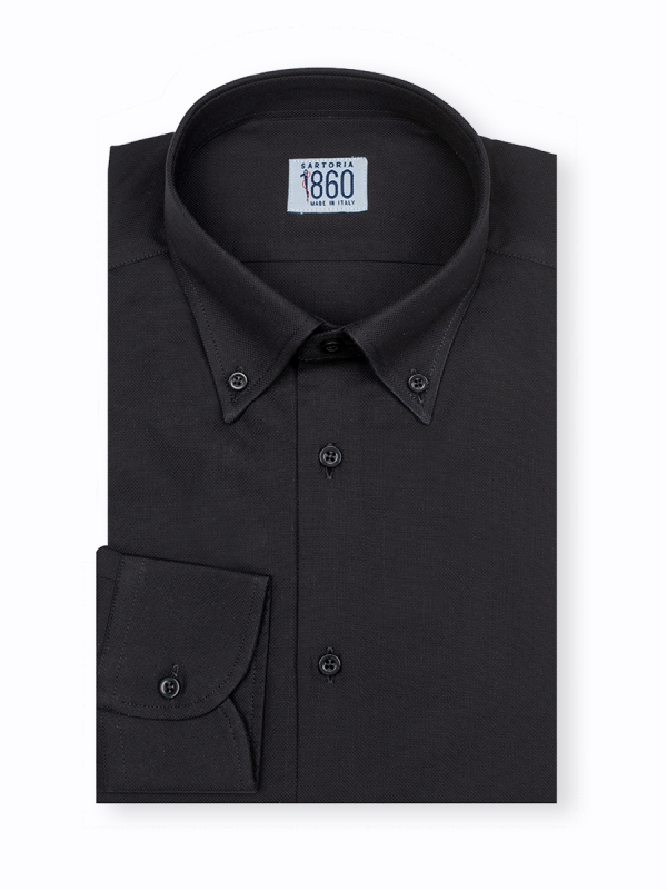 Camicia Club - oxford 100% puro cotone, tinta unita nero