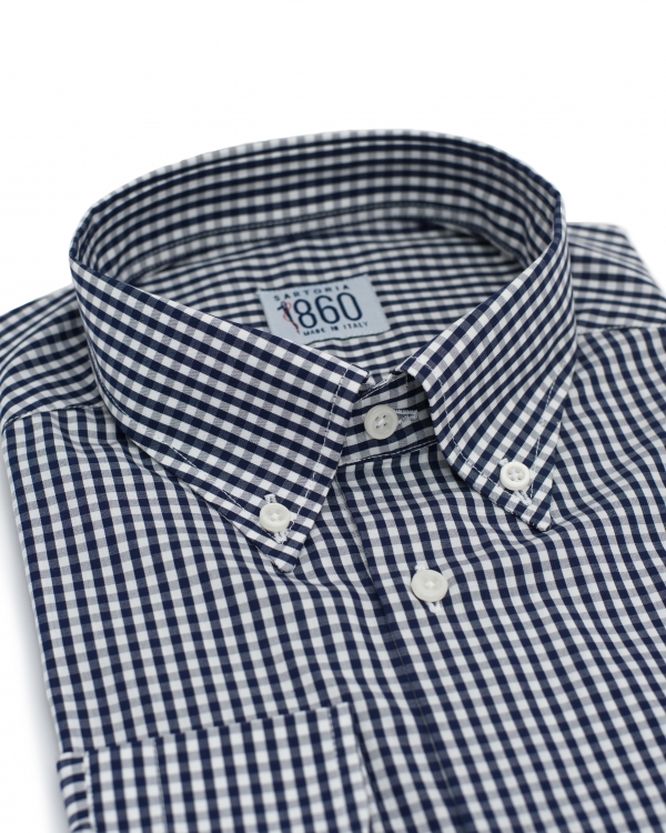 Camicia Zurigo - popeline 100% puro cotone quadretto blu