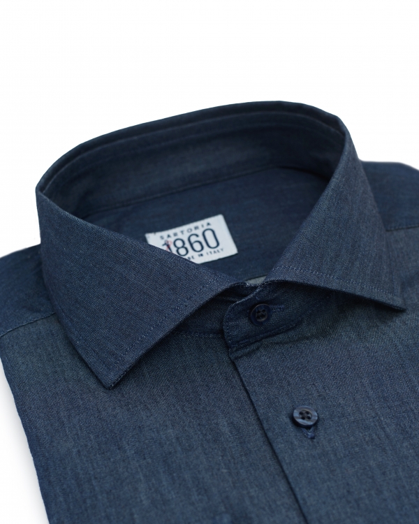 Camicia Strauss - denim twill 100% puro cotone, lavaggio stone