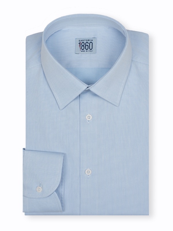 Camicia Montecarlo - piquet 100% puro cotone, operata tinta unita celeste