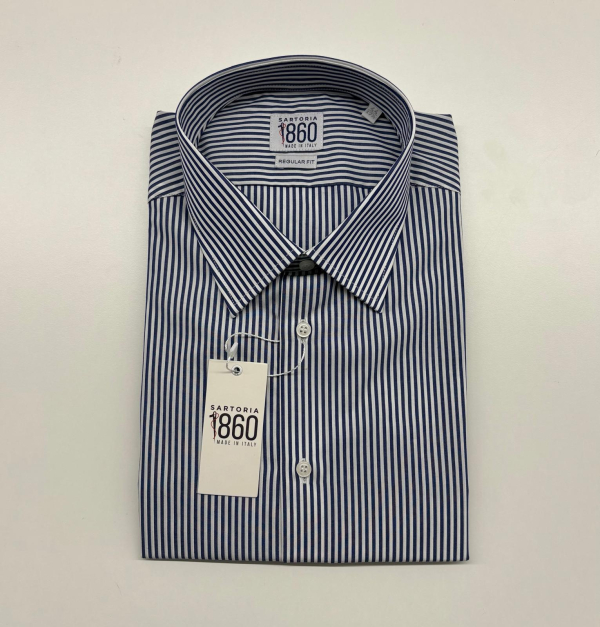 Camicia Napoli con riga più larga, taglia 44 regular, 100% cotone