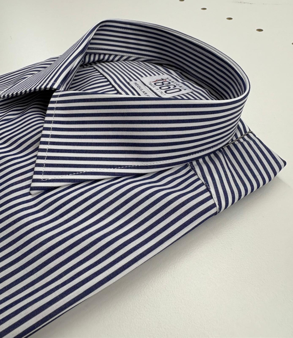 Camicia Napoli con riga più larga, taglia 44 regular, 100% cotone
