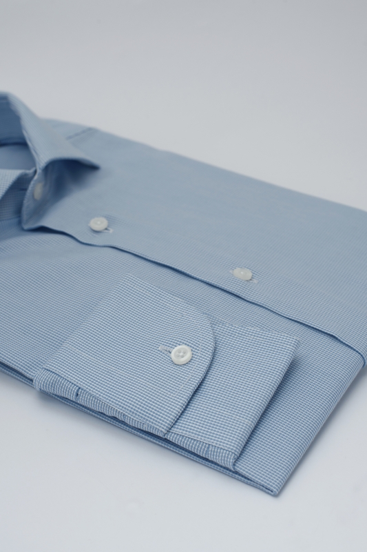 Camicia Treviso - dobby 100% puro cotone bianco e celeste