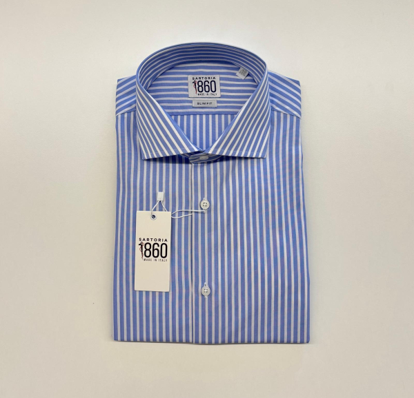 Camicia Reggio Emilia, taglia 40 slim, 100% cotone 