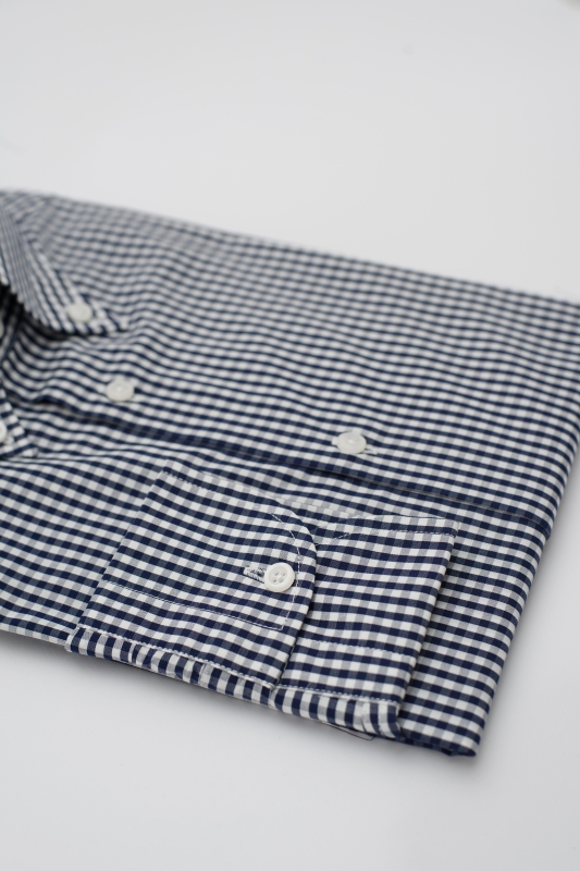 Camicia Zurigo - popeline 100% puro cotone quadretto blu