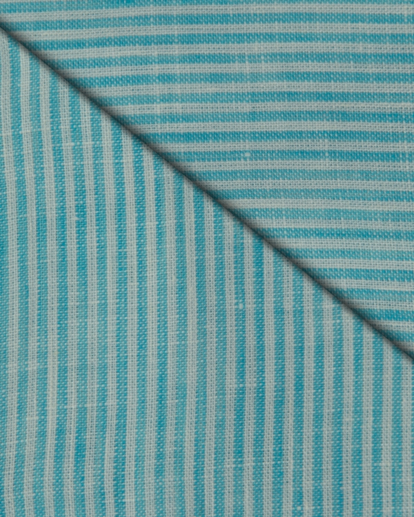 CAMICIA CORFU’ - 100% lino bastoncino bianco e tiffany