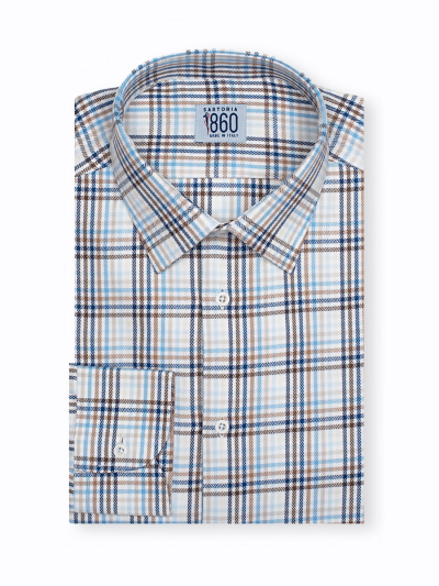 Camicia Helsinki - flanellina 100% puro cotone, disegno quadro spigato