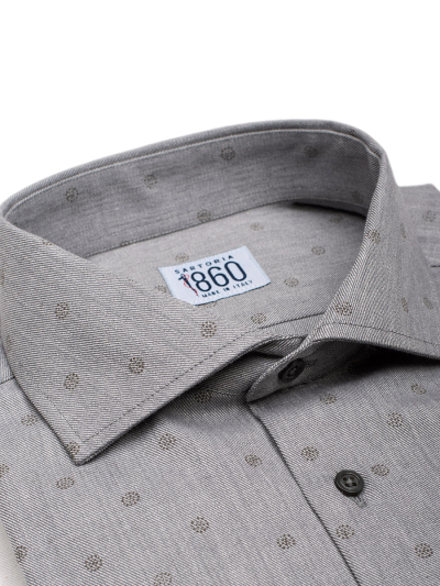 Camicia Pitti - flanellina twill 100% puro cotone, fondo grigio con motivi