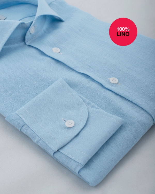 Camicia di shop lino celeste
